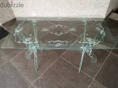 Hand graved glass table special price 60$
