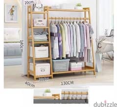 Wooden Clothing Garment Rack with Shelves 0