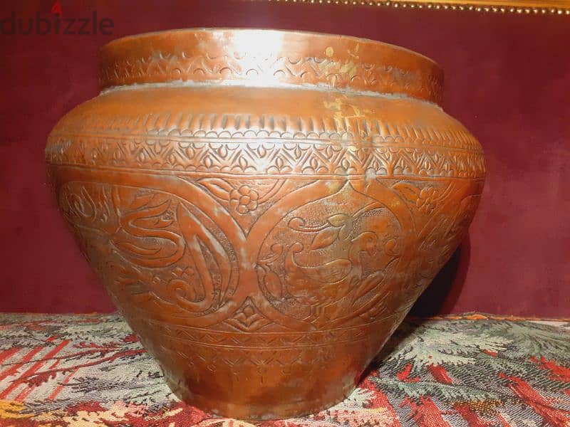 antique engraved cupper vase 1