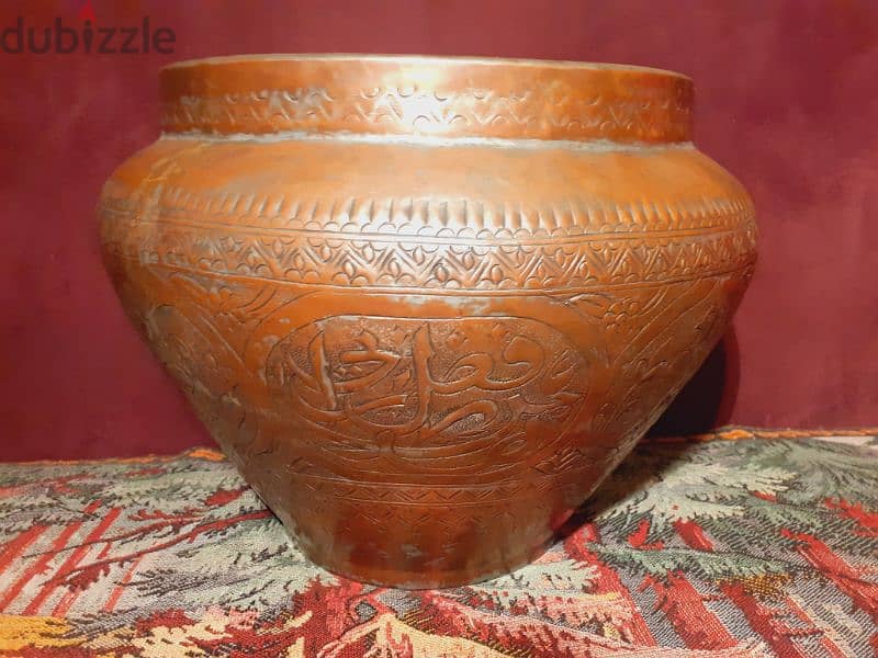 antique engraved cupper vase 2
