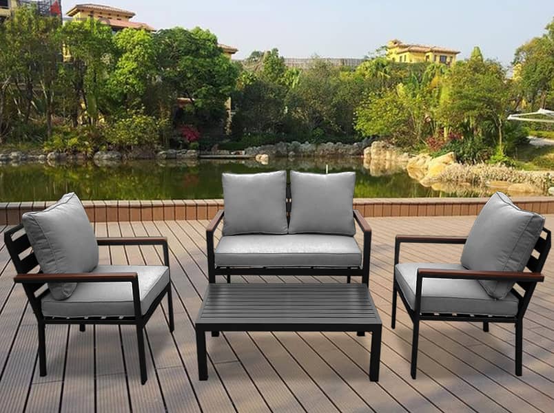 Samford grey 2s aluminum garden outdoor sofa seats طقم المنيوم خارجي 0