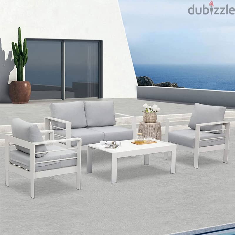 BIANCA 5s WHITE aluminum garden outdoor sofa seats طقم المنيوم خارجي 0