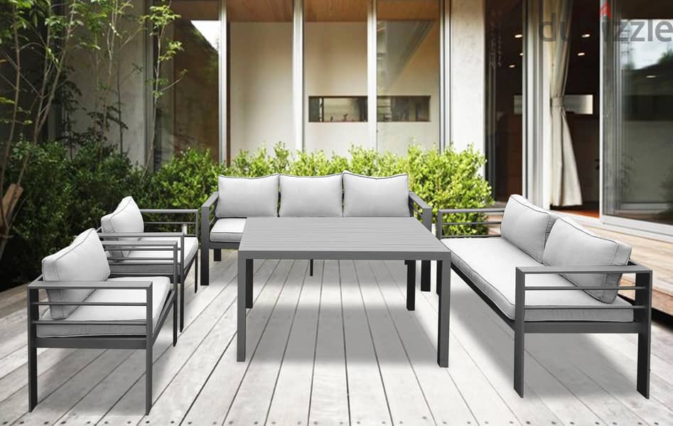 BIANCA 7S GREY aluminum garden outdoor sofa seats طقم المنيوم خارجي 0