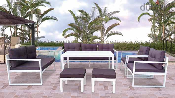 NAPI 9S white aluminum garden outdoor sofa seats طقم المنيوم خارجي 0