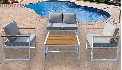 FANDY WHITE aluminum garden outdoor sofa seats طقم المنيوم خارجي