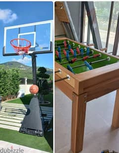 (2 items) babyfoot  movable stand basketball 0