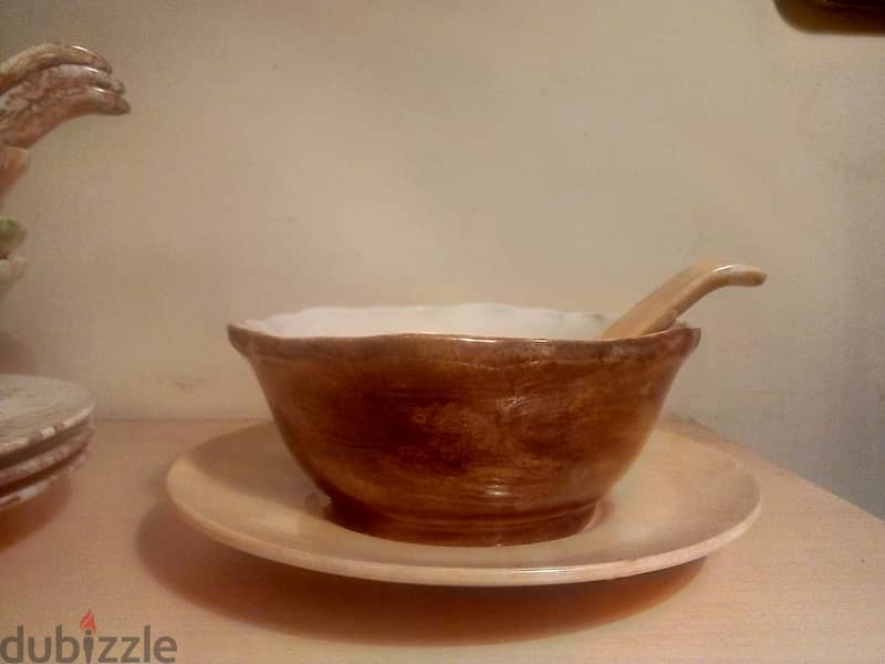 set of 6 fancy porcelain soup bowls + porcelain spoons 5