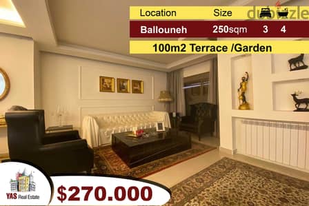 Ballouneh 250m2 + 100m2 Garden | High-End | Private Street | EL |