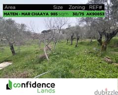 flat 985 sqm land in the desirable area of Mar Chaaya! REF#AK90853