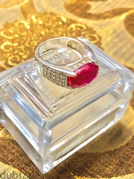 Ruby Ring silver 925 It is worn by both sexes, men and women original 4