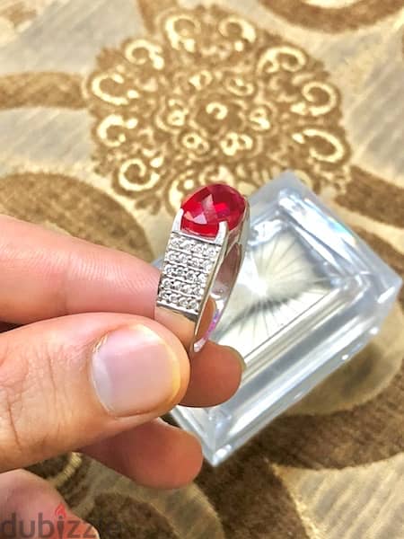 Ruby Ring silver 925 It is worn by both sexes, men and women original 6
