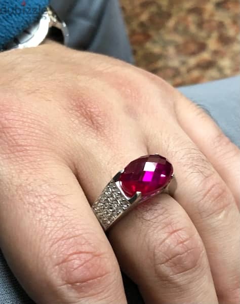 Ruby Ring silver 925 It is worn by both sexes, men and women original 8