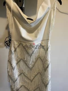 white dress with details never worn new 0
