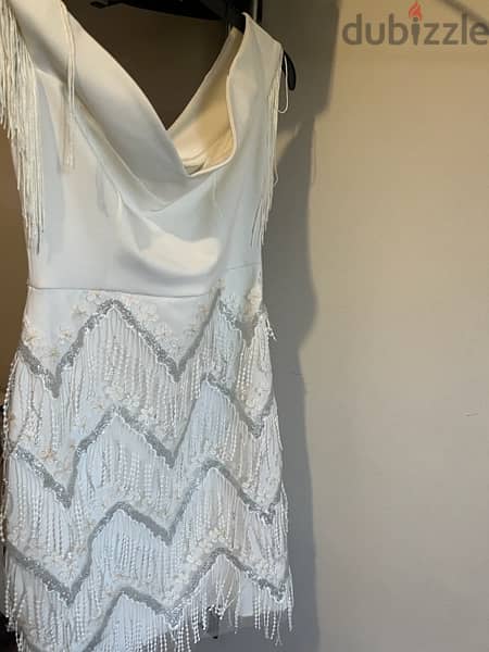 white dress with details never worn new 1