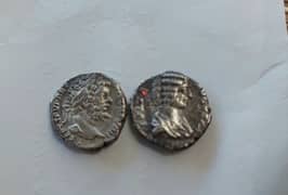 Ancient Roman 2 Coins Septimius Severus & wife Julia Domna year 193 AD 0
