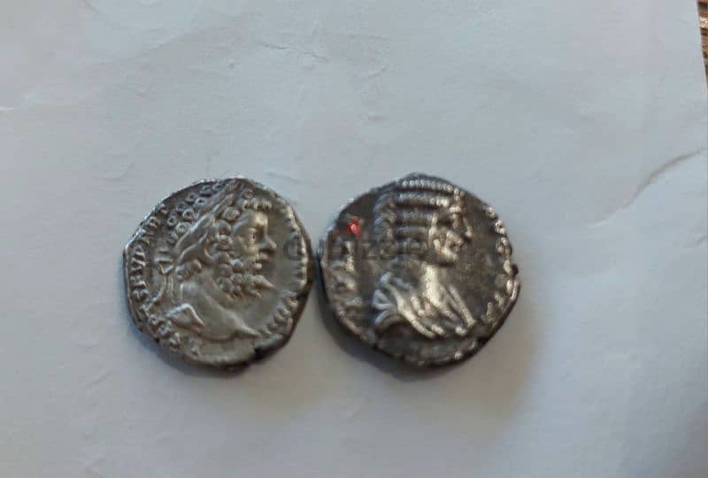 Ancient Roman 2 Coins Septimius Severus & wife Julia Domna year 193 AD 0