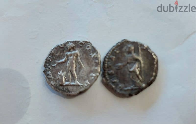 Ancient Roman 2 Coins Septimius Severus & wife Julia Domna year 193 AD 1