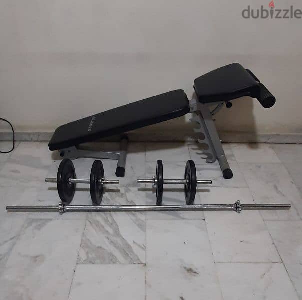 bench & weights & 3 axe like new 7