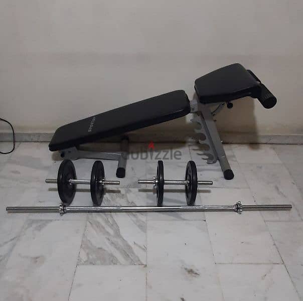 bench & weights  & 3 axe like new شبه جديد 7