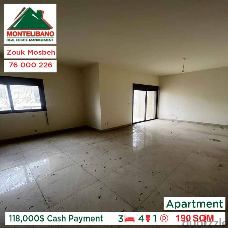 118,000$ Cash Payment!! Apartment in Zouk Mosbeh!! 1