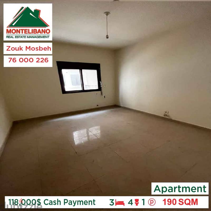 118,000$ Cash Payment!! Apartment in Zouk Mosbeh!! 3