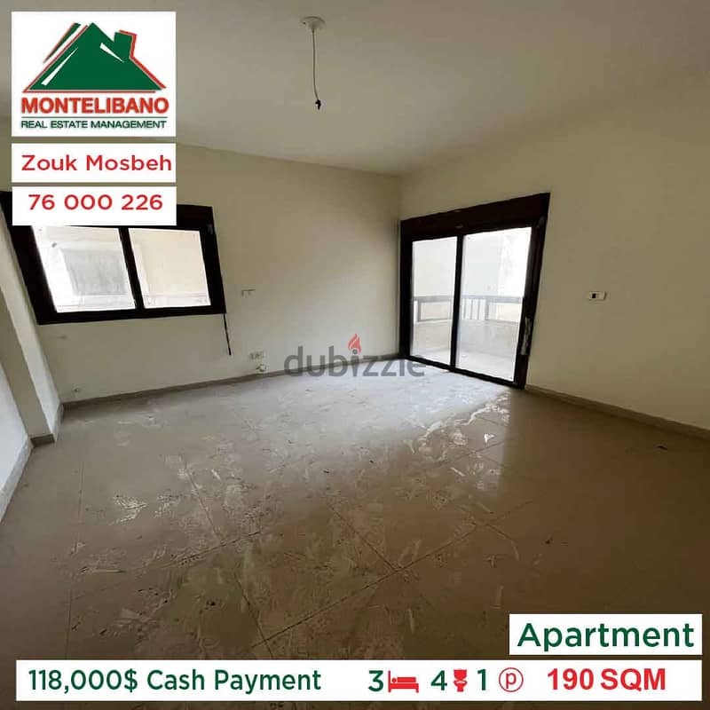 118,000$ Cash Payment!! Apartment in Zouk Mosbeh!! 4