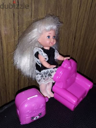 KELLY Barbie Smaller Sister Mattel Great Rare First doll SET:Chair+Bag