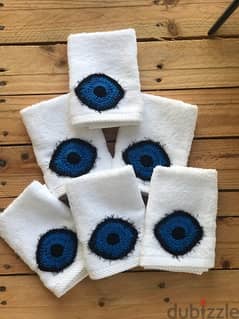 Hand Towel with Evil Eye or Hamsa Applique
