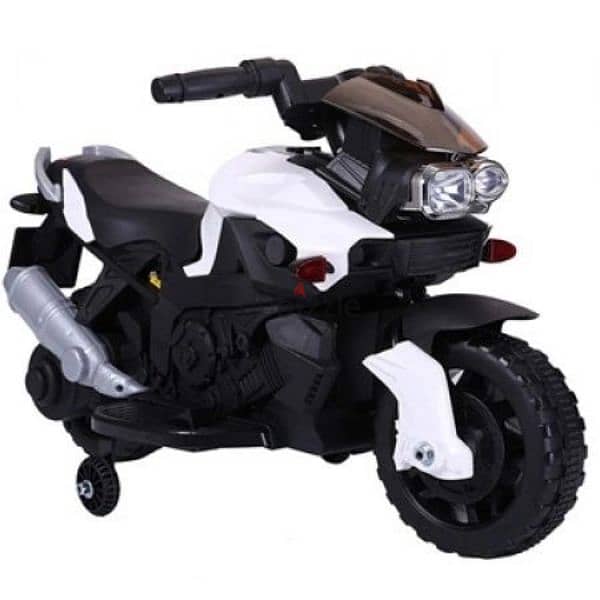 Electric Powered Motorcycle Bike Toy with Training Wheels White 3