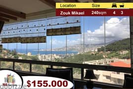 Zouk Mikael 240m2 | Well Maintained | Quiet Area | Open View |EL