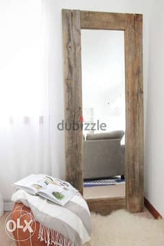 Pallet wood stand up mirror 180x70 مراية حجم كبير 0
