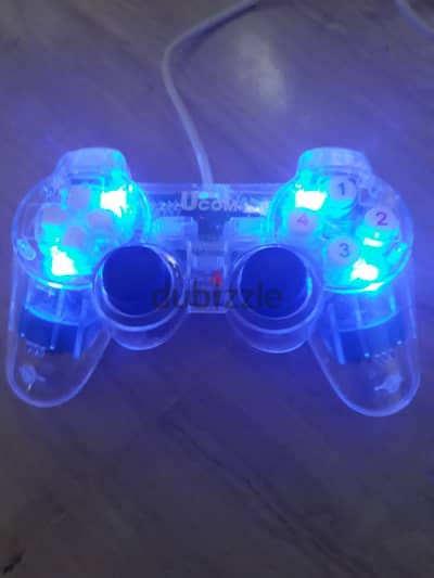 PS Playstation Ucom controller. Transparent illuminated with USB