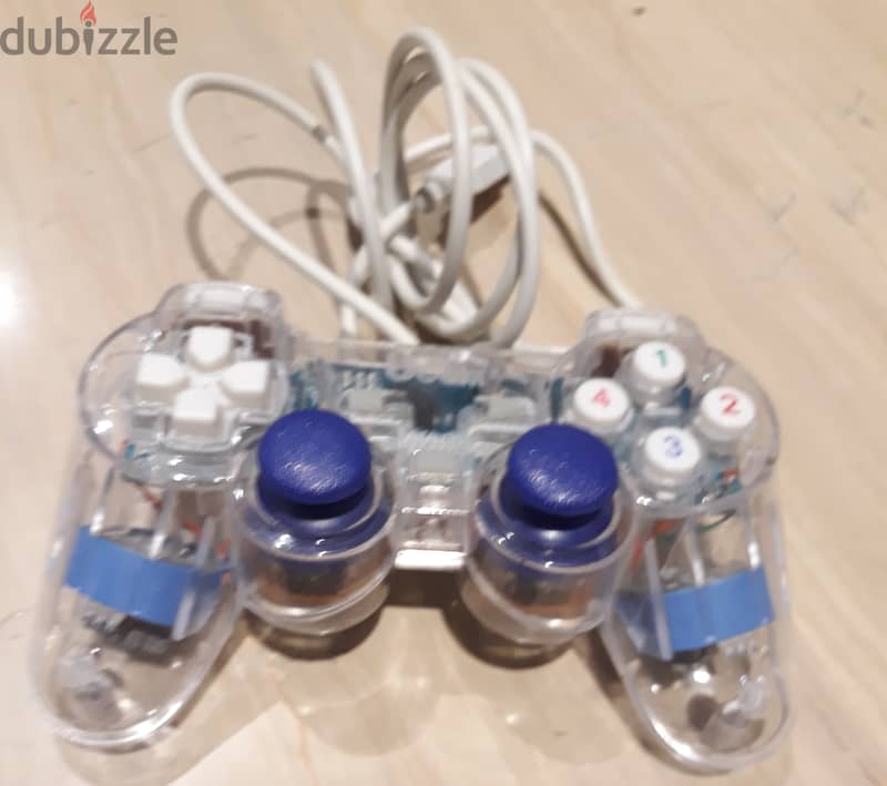 PS Playstation Ucom controller. Transparent illuminated with USB 1