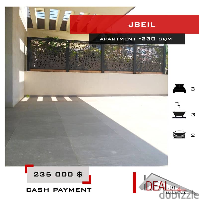 Apartment for sale in jbeil 230 sqm REF#JH17067 0