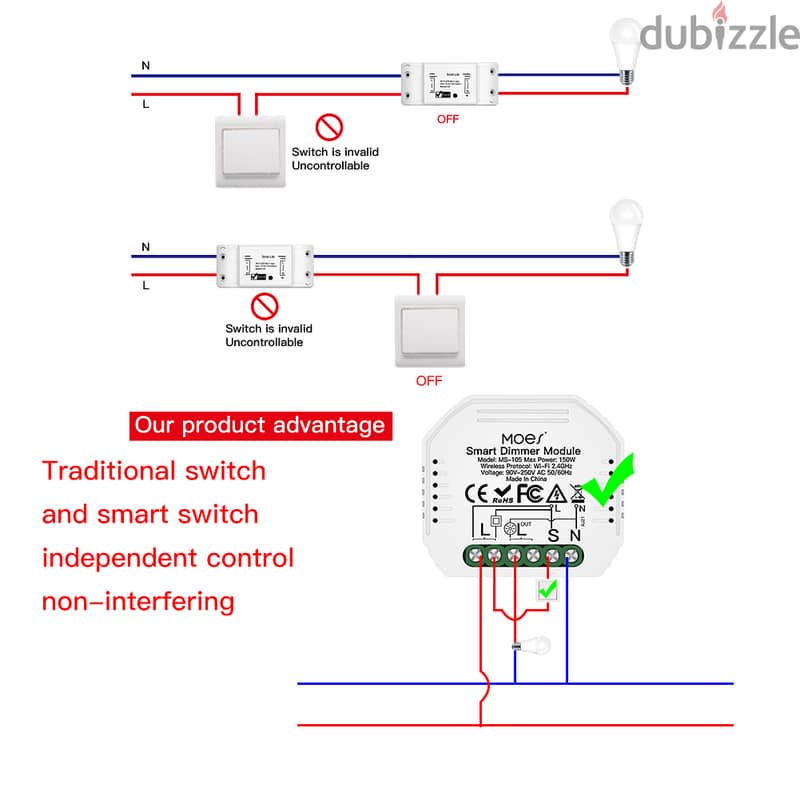 MOES Tuya Wifi Dimmer 1ch / 2ch 2