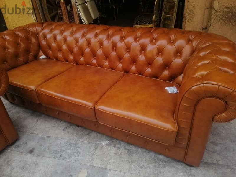 salon chesterfield genuine leather capiton original england 2