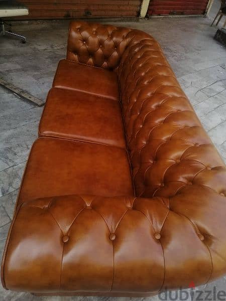 salon chesterfield genuine leather capiton original england 4
