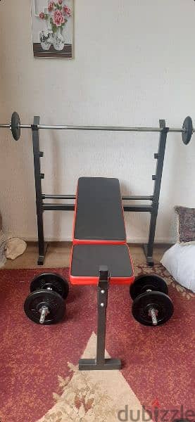 bench + 3 axe + weight  20 kilo weight 2