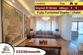 Ouyoun El Siman 250m2 + 140m2 Garden | Duplex Chalet | Furnished | DA 0