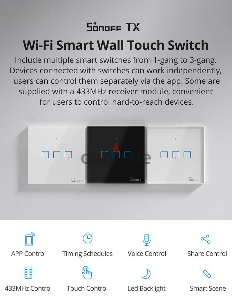 SONOFF TX Series WiFi Wall Switches EU US (Touch Panel) 5