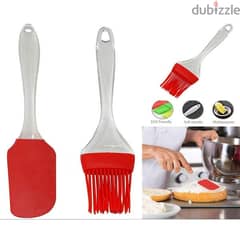 Silicone Brush And Spatula Set. Red-Pink-Yellow-Green-Purple