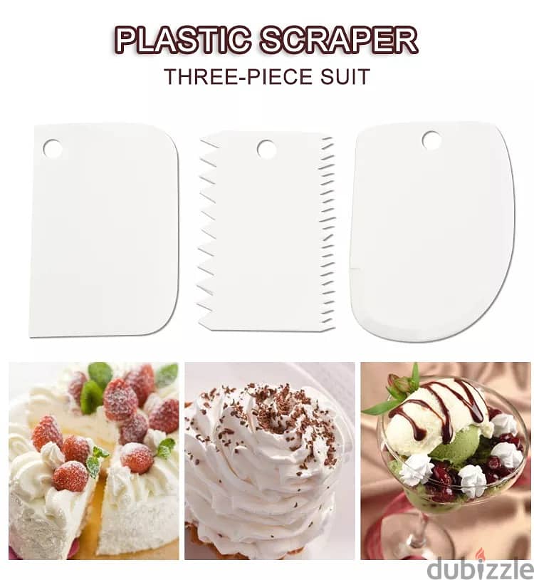 Set of 3 Plastic Dough Scrapers 0