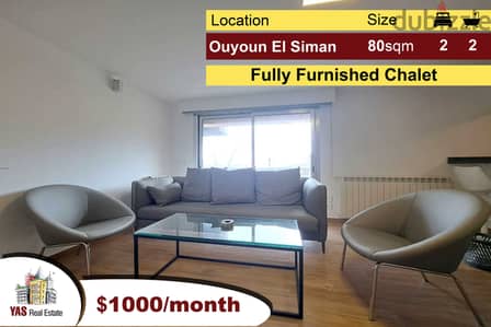 Ouyoun El Siman 80m2 | Furnished Chalet | Cozy | Rent | Mountain View