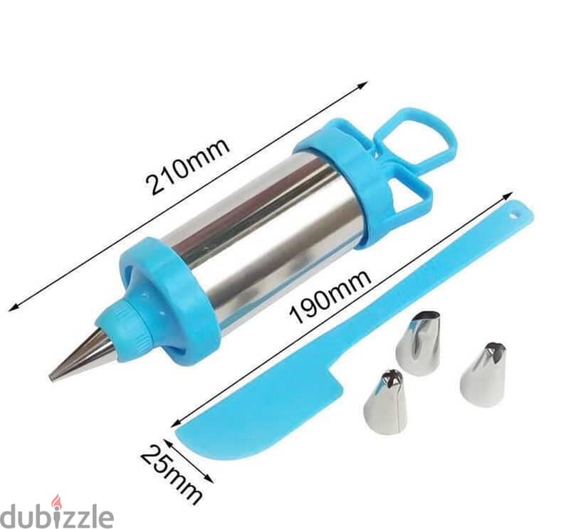 Stainless Steel Icing Decorating Syringe with 4 Nozzles and 1 Spatula 3