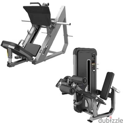 angled leg press + leg extension/leg curl