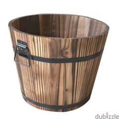 Set Of Wooden Bucket Flower Pot With Metallic Handles 5 Pcs 0