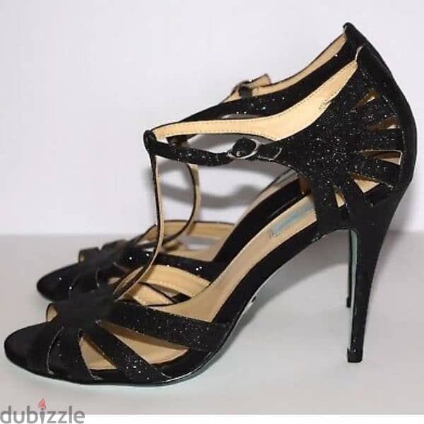 Betsey Johnson Black Glitter Heel Sandal 1