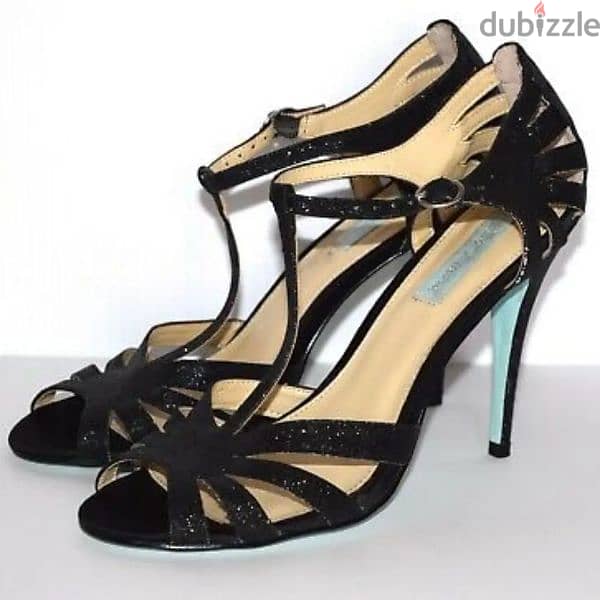 Betsey Johnson Black Glitter Heel Sandal 2