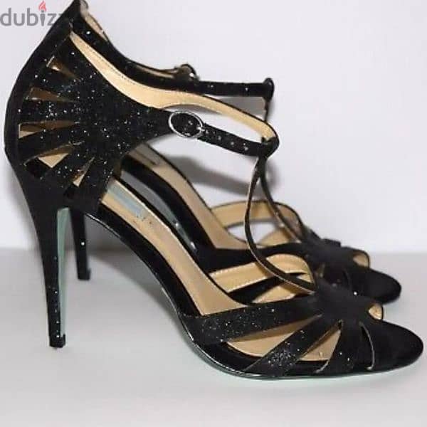 Betsey Johnson Black Glitter Heel Sandal 3