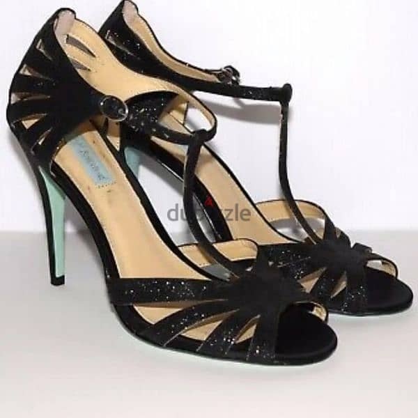 Betsey Johnson Black Glitter Heel Sandal 4